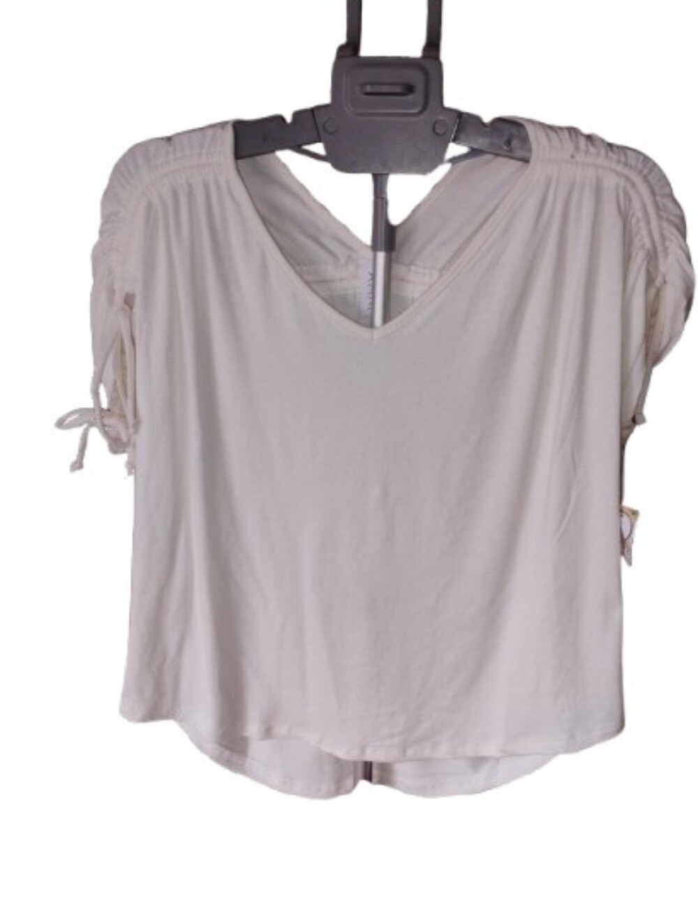 NWOT Amadi for Anthropologie Off White Silk Blend Ruched Drawstring Sleeve